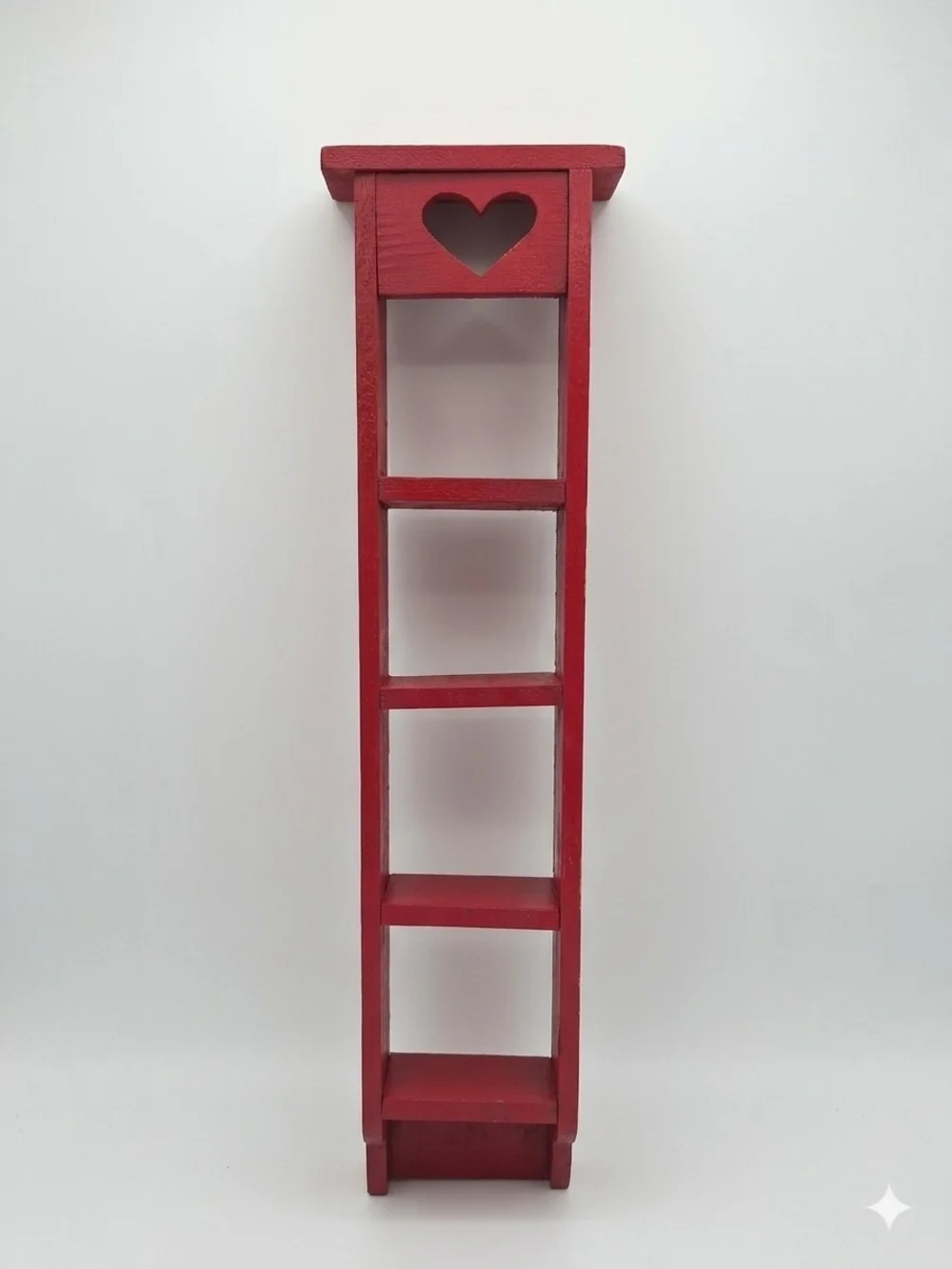 Red Wooden Heart Trinket Shelf - Home Wall Decor